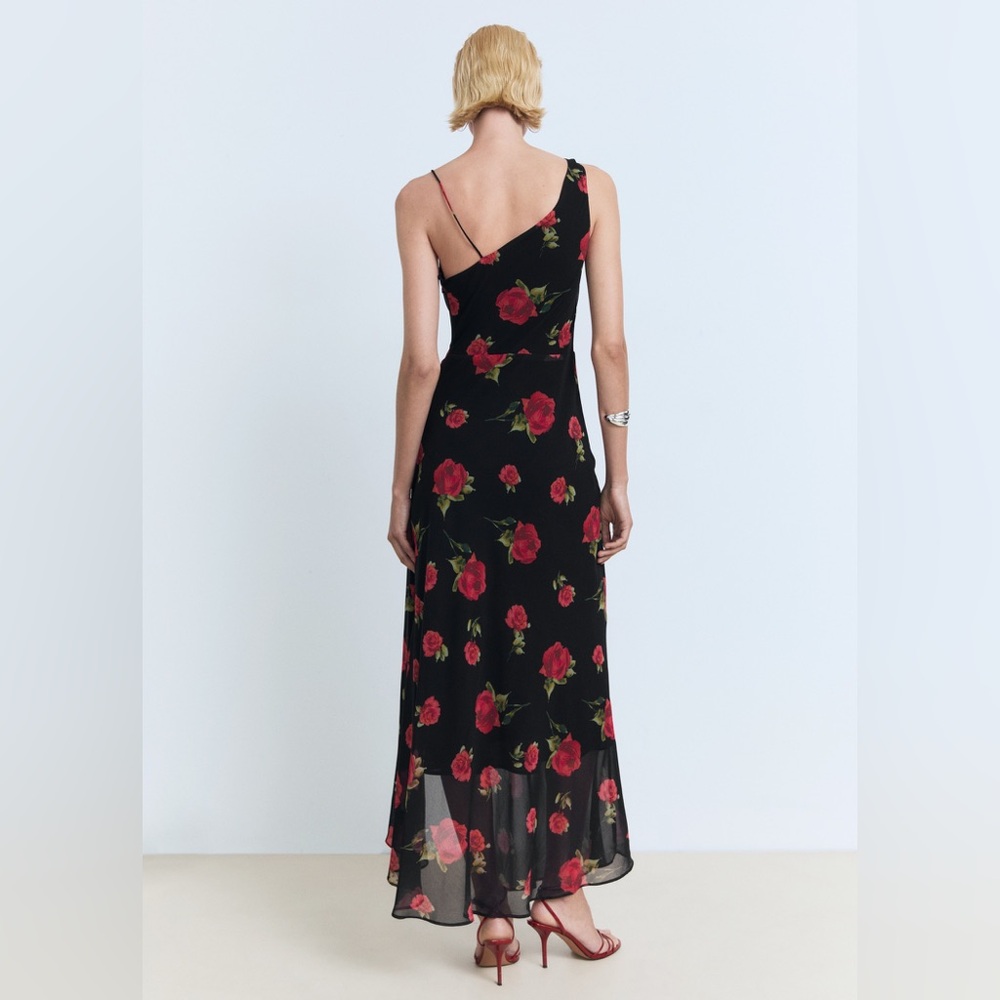 Mango Black Maxi Dress with Red Rose Print - Picture 3 of 10